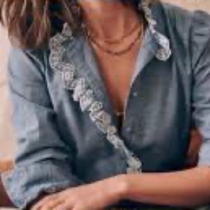 Suzanne Chloe Shirt - Chambray Blue (Size 38)